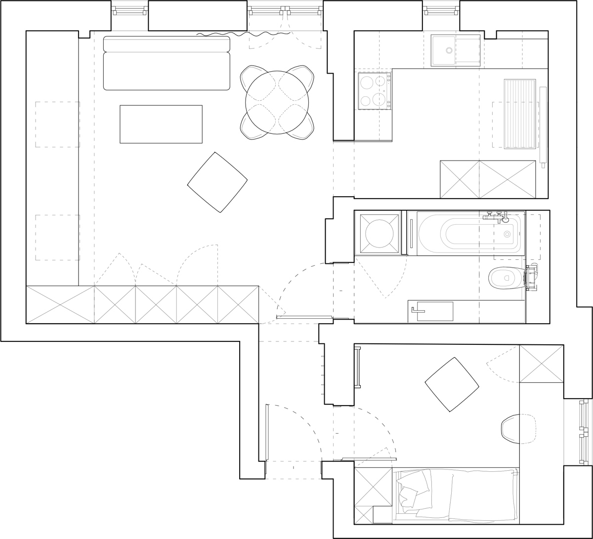 Bản vẽ kỹ thuật thiết kế nội thất thông minh cho căn hộ nhỏ tầng áp mái